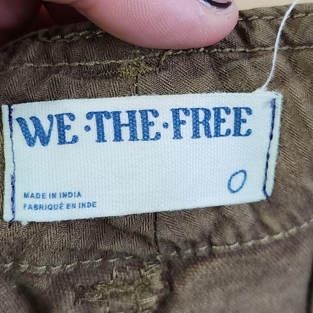 We The Free Supersonic Pants Womens 0 Brown Cargo Twill Relaxed Utility Pockets - Picture 3 of 9